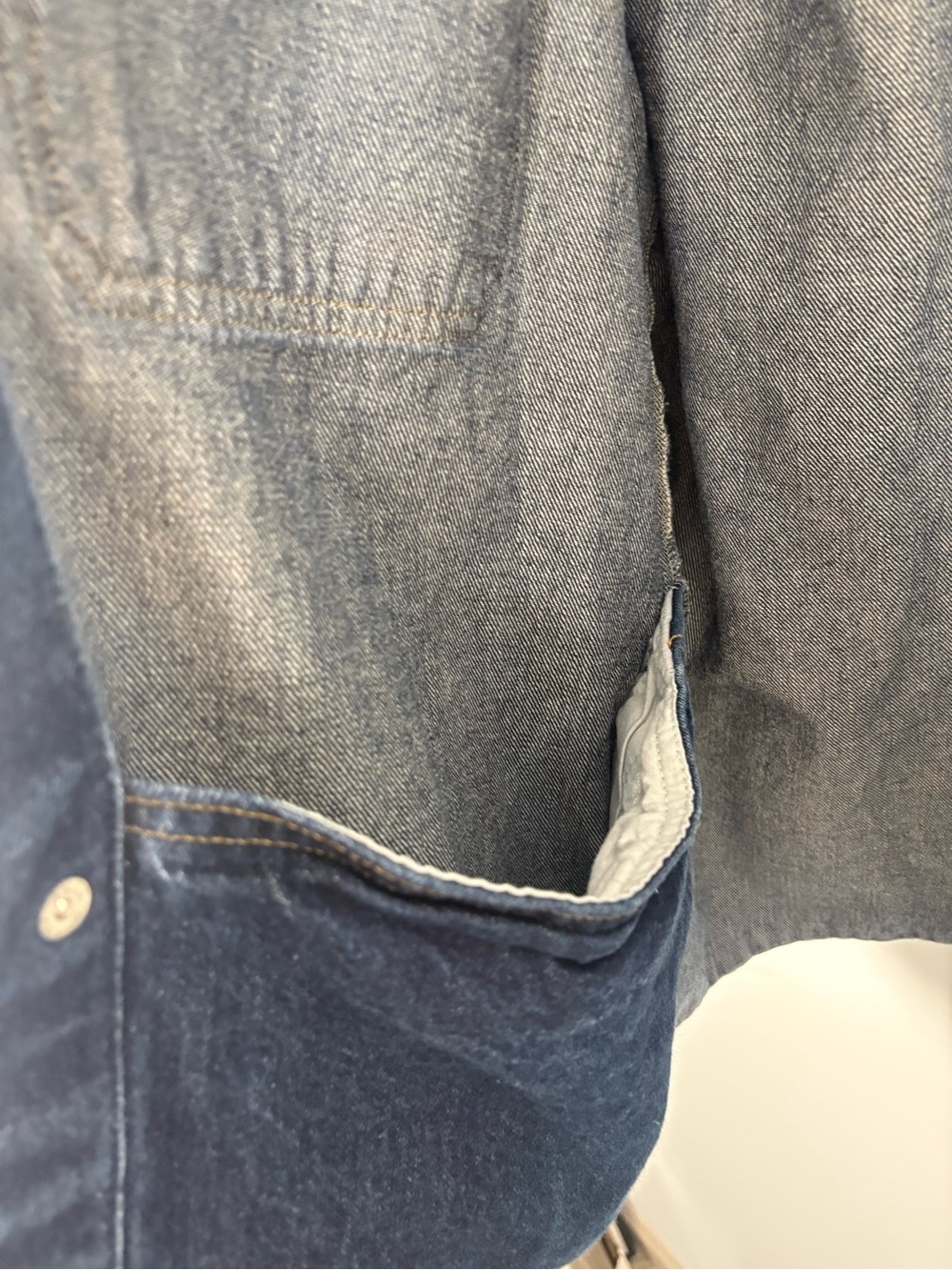 Levi Strauss Men's Dark Blue Denim Jacket Tan Corduroy Collar Heavy Weight Large - Picture 9 of 13